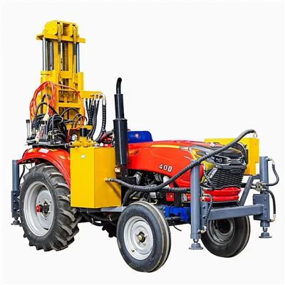 Instalație pneumatică de foraj pentru puțuri de apă montată pe tractor